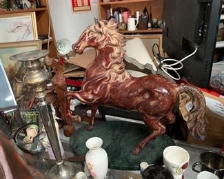 $99 Bronze? Horse Statue w/ Marble Plinth
