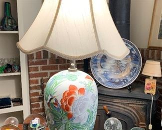 $49 Asain Hand painted Lamp with Silk Shade