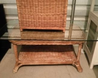 Wicker glass coffee table 35.00