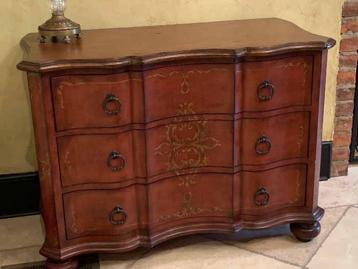 Solid Wood Hand Stenciled Chest $350.00