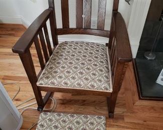 Arts & Crafts/Morris Rocker with Stool -
