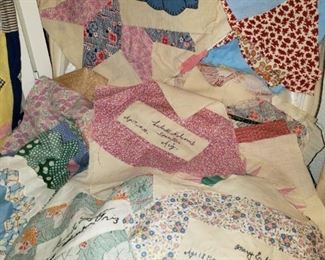 Vintage Friendship Patches - Signed and dated - Ready to be put into a Quilt -