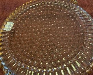 Vintage Hobnail Serving Plate Sugar & Creamer with Gold Overlay $36