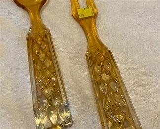 Glass Spoon & Fork Salad Server Set $14