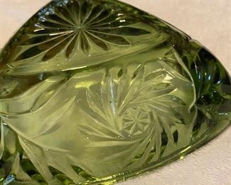 Vintage Mid Century Triangle Ashtray Green Prescut 1960's $12