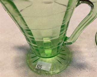 Depression Glass Green Sugar Bowl $12