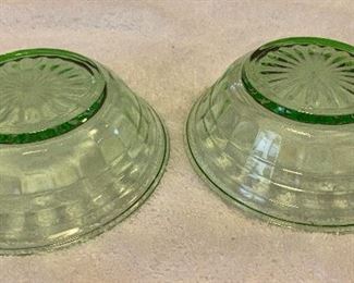 Pair Vintage Depression Glass Green Dessert Bowls $24
