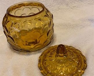 Vintage Amber Cookie Jar/Candy Dish Acorn Design $22