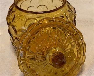 Vintage Amber Cookie Jar/Candy Dish Acorn Design $22