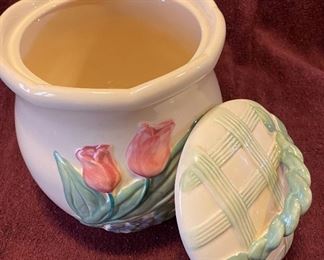 Ceramic Cookie Jar with Tulips $18