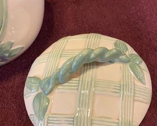 Ceramic Cookie Jar with Tulips $18