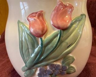 Ceramic Cookie Jar with Tulips $18