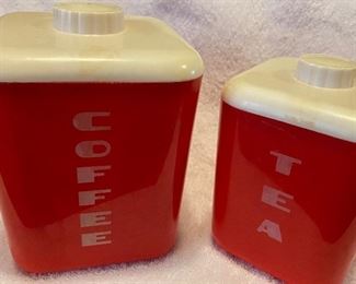 Vintage Red Plastic Nesting Cannister Partial Set $14