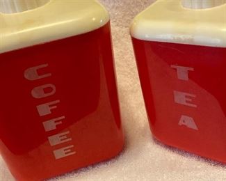 Vintage Red Plastic Nesting Cannister Partial Set $14