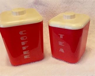 Vintage Red Plastic Nesting Cannister Partial Set $14
