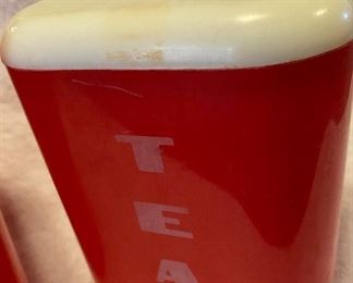 Vintage Red Plastic Nesting Cannister Partial Set $14