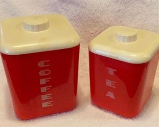 Vintage Red Plastic Nesting Cannister Partial Set $14