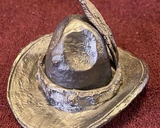 Pewter Hat with Removable Feather Ring $12