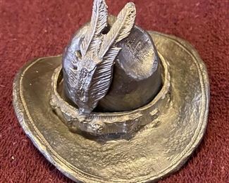 Pewter Hat with Removable Feather Ring $12