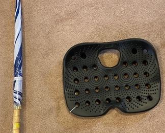 Umbrellas Blue/White Wooden Handle $8, Cushioned Seat $14