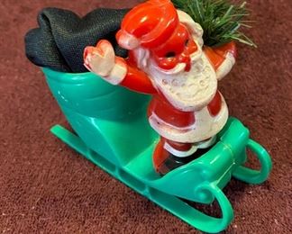 Vintage Santa on Sleigh Plastic $6
