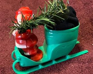 Vintage Santa on Sleigh Plastic $6