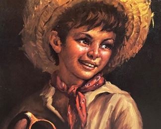 Art Print Young Boy Holding Claypot Pitcher $8