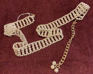 Costume Jewelry Vintage Hand Crafted Faux Pearl Belt $40