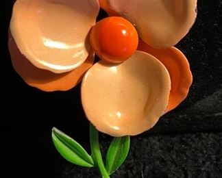 Costume Jewelry Vintage Petal Floral Broach with Stem $14