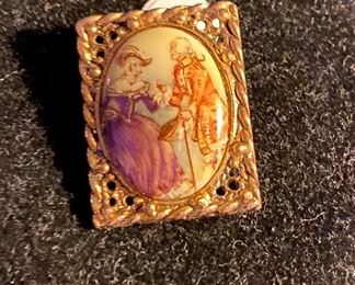 Costume Jewelry Pin with Victorian Couple $12