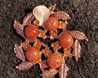 Costume Jewelry Leaf Design with (5) Beads Used as a Pendant $6