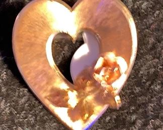 Costume Jewelry Heart with Rose Pin $6
