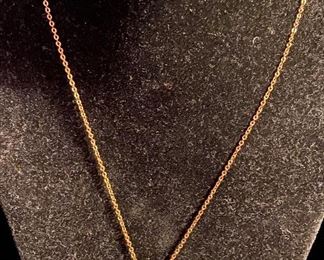 Costume Jewelry Interlocking Circles with Ruby Colored Stone in Center Chain Necklace $8