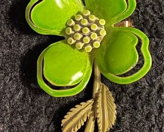 Costume Jewelry Shamrock Green Broach $14