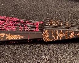 Red Sequinced/Black Background Embroidered Hand Held Fan $20