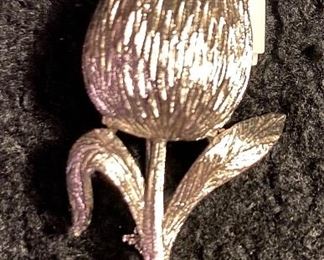 Costume Jewelry Silver Electroplated Tulip Broach $12