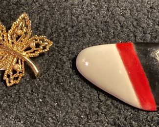 Costume Jewelry Maple Leaf with Faux Tiny Pearls Broach $6, Ceramic Broach $6