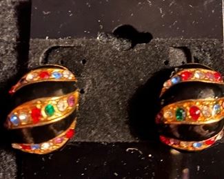 Multi Color Synthetic Stones Clip On Earrings $12