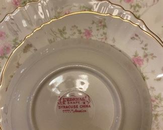 Stansbury Federal Shape Syracuse China this Set Not Sold Individually Sold as a Complete Set $320