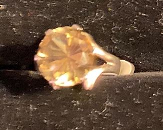 Costume Jewelry Ladies Light Colored Smokey Topaz Sterling 925 Ring $60