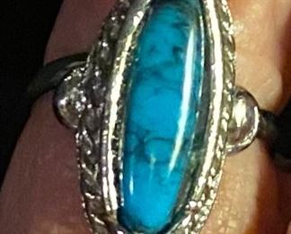 Costume Jewelry Faux Turquoise Ring Adjustable $8