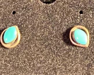Costume Jewelry Faux Turquoise Pierced Earrings $12