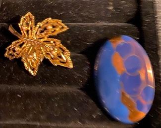 Costume Jewelry Maple Leaf with Faux Tiny Pearls Broach $6, Ceramic Broach $6