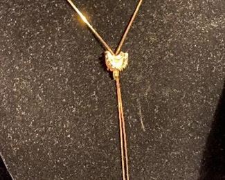 Costume Jewelry Saddle Necklace Clear Stones Electoplated Pendant & Adjustable Chain (Similar to a Bollo) $40