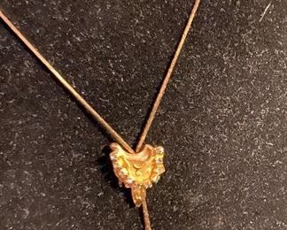 Costume Jewelry Saddle Necklace Clear Stones Electoplated Pendant & Adjustable Chain (Similar to a Bollo) $40