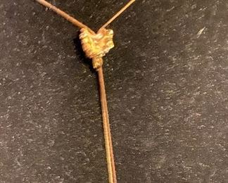 Costume Jewelry Saddle Necklace Clear Stones Electoplated Pendant & Adjustable Chain (Similar to a Bollo) $40