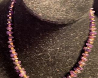Costume Jewelry Polished Amethyst Stones Necklace $10