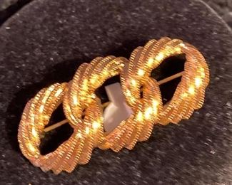 Costume Jewelry Triple Loop Broach $6