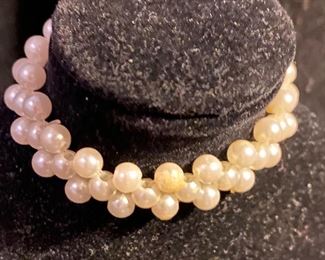 Costume Jewelry Faux Pearl Bracelet or You can Use as a Choker Necklace for a Doll $4