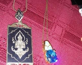 Old Siam Sterling silver Charm/chain  $60 ..Sterling silver with gold wash .. opal and aqua marine charm $40